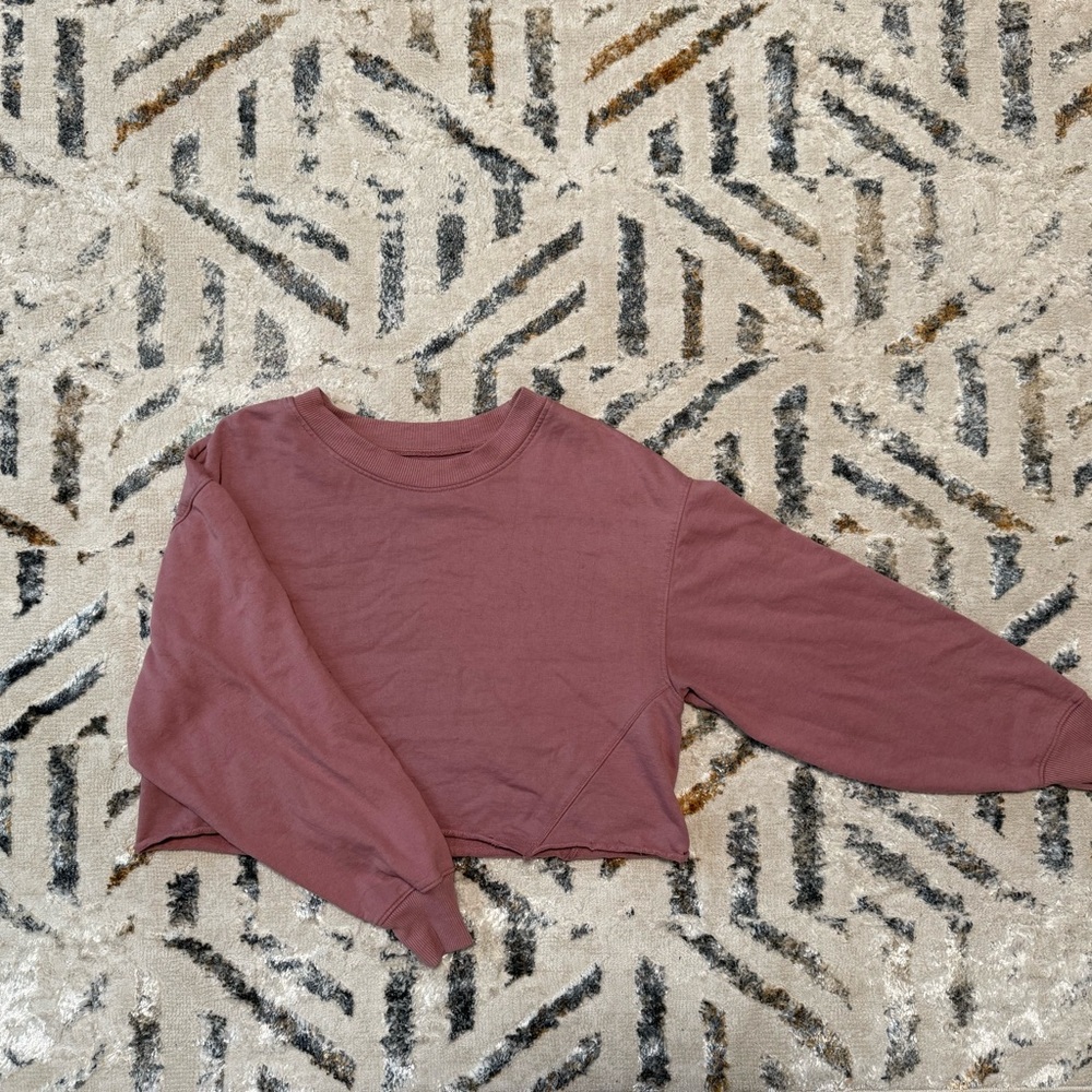 One Step Ahead Pink Cropped Sweatshirt Long Sleeve